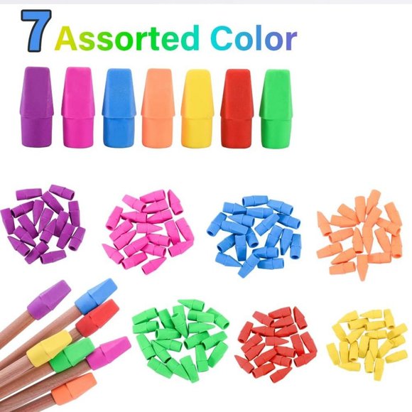 NEW 120 Pack Pencil Erasers Top Cap Eraser school classroom Supplies - Picture 3 of 5